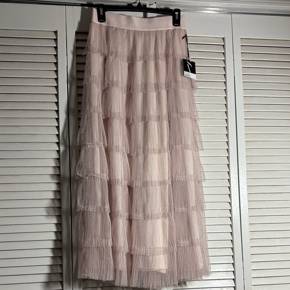 Elegant Pink Tiered Skirt